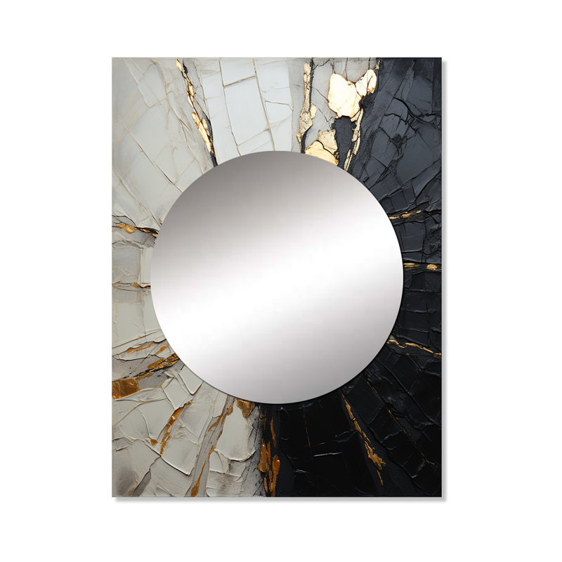 Millholland beige noir minimalisme poteries - miroir décoratif spirales abstraites, miroir mural beige, art imprimé en métal