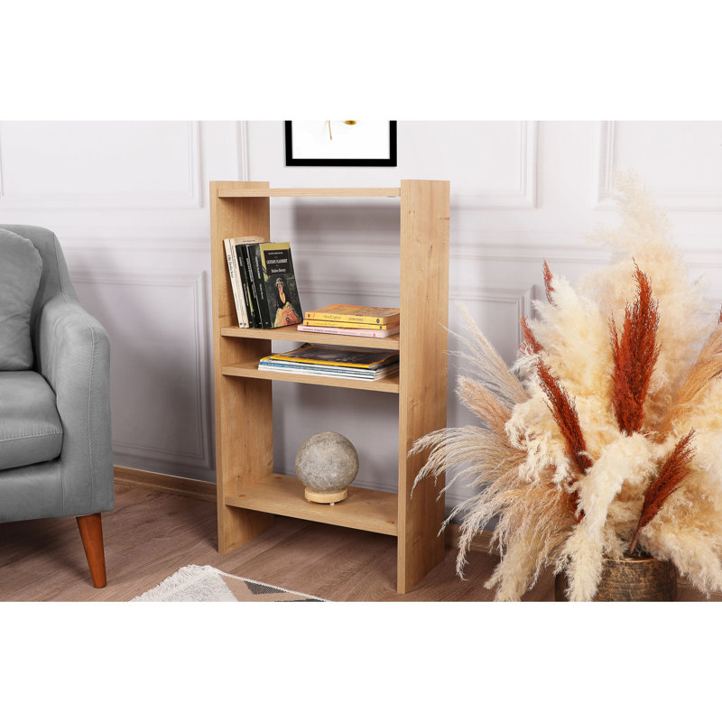 Bibliothèque de style scandinave, finition noyer, 20,7 po x 35,4 po x 8,7 po | 100% panneau de particules enduit de mélamine, épaisseur: 0,7 pouce | Fixation murale, plusieurs tablettes pour un rangement supplémentaire, design élégant pour les maisons modernes