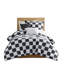 Édredon simple / simple en microfibre avec rembourrage, étiqueté, imprimé à carreaux noir et blanc, 1 édredon, taie décorative, 2 coussins décoratifs, motif, lavable à la machine,