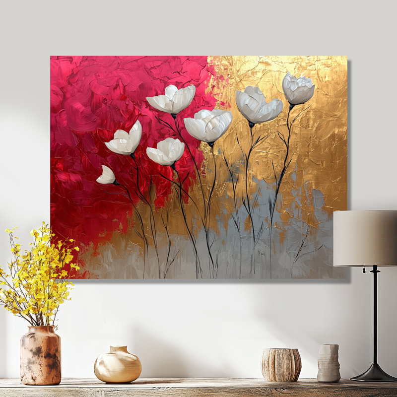 Luman - Floral Large Wall Art, H 16 po x l 32 po, Toile tendue, Ne s’applique pas