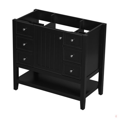 36" Bathroom Vanity Without Sink, Cabinet Base Only, One Cabinet And Three Drawers