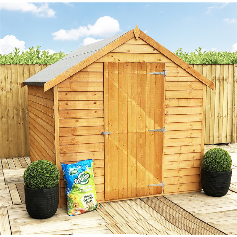Akillies 6 ft. W x 8 ft. D wooden apex garden shed