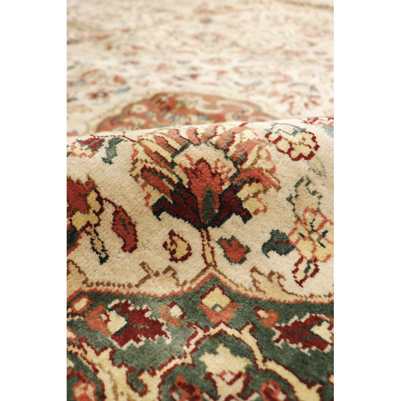 Handmade Beige Floral Wool Square Rug 10' x 10'4"