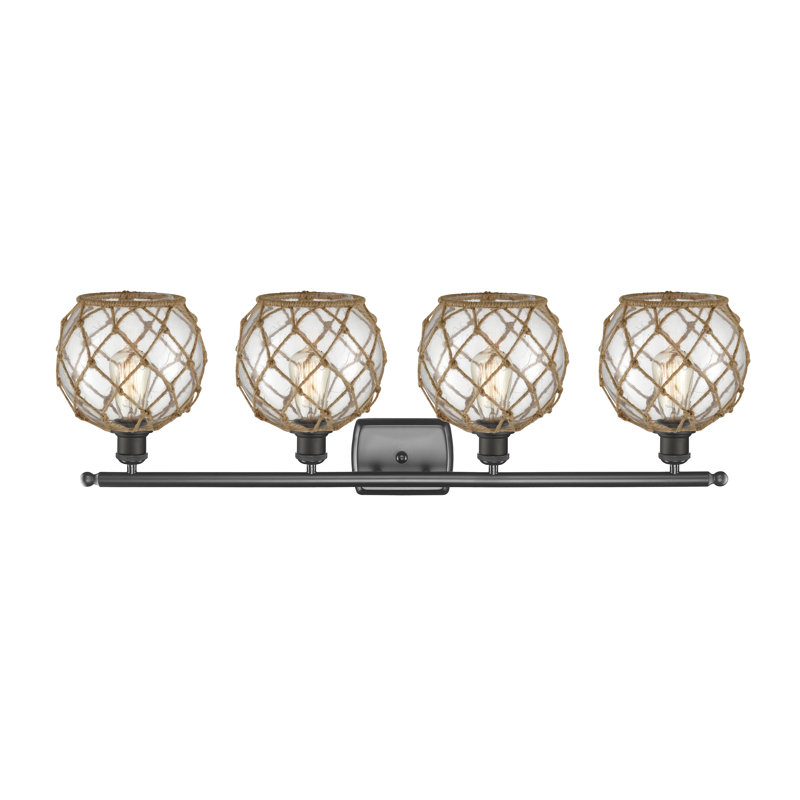 Larochelle 4 - Light Dimmable Vanity Light, Clear/Brown, Oil Rubbed Bronze, 6 Watt Vinage LED Bulb
