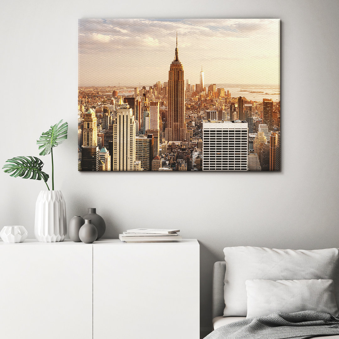 Leinwandbild Manhattan Empire State Building 60X40cm – Premium Leinwanddruck – Kunstdruck Auf 2Cm Holz-Keilrahmen Für Sc...