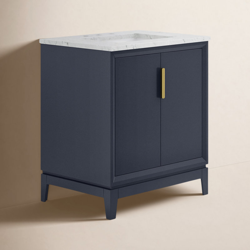 Belmar 30'' Single Bathroom Vanity with Marble Top, Monarch Blue