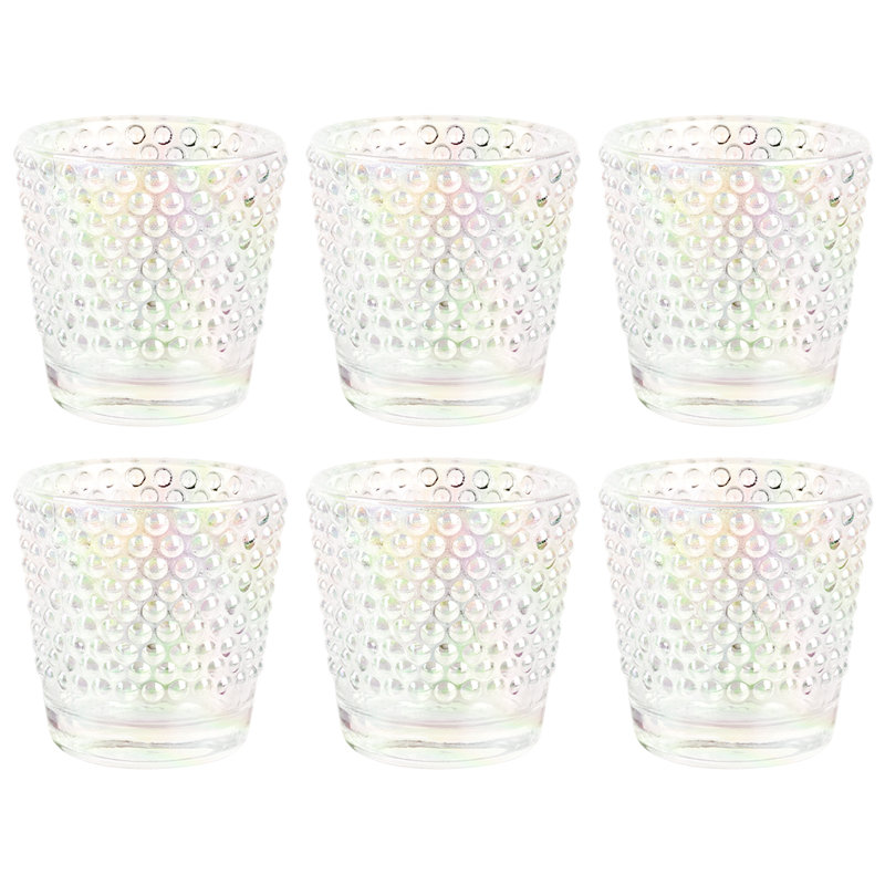 Bougeoirs en verre iridescent cloutés, paquet de 6