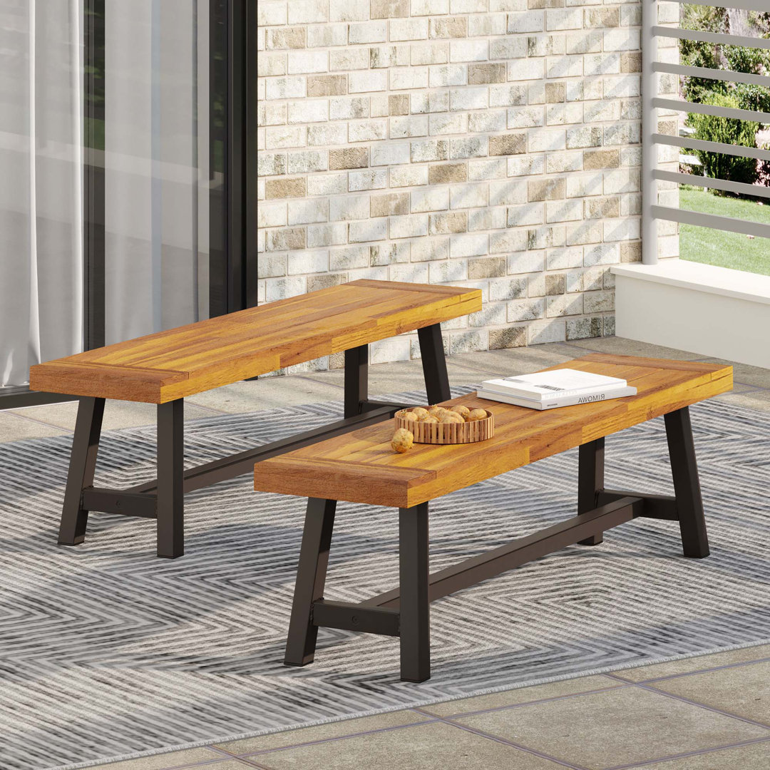 Urso Set of 2 Outdoor Wooden Carlisle Benches (Set of 2) Gracie Oaks Frame 