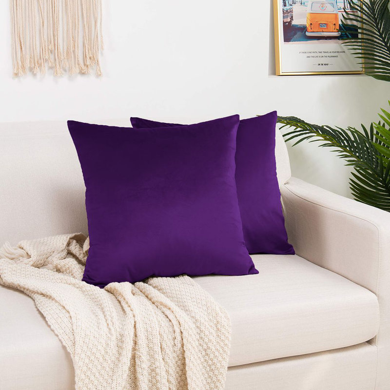 Shiny Velvet Pillow Cover, Carrée, H 22 po x l 22 po, Beige