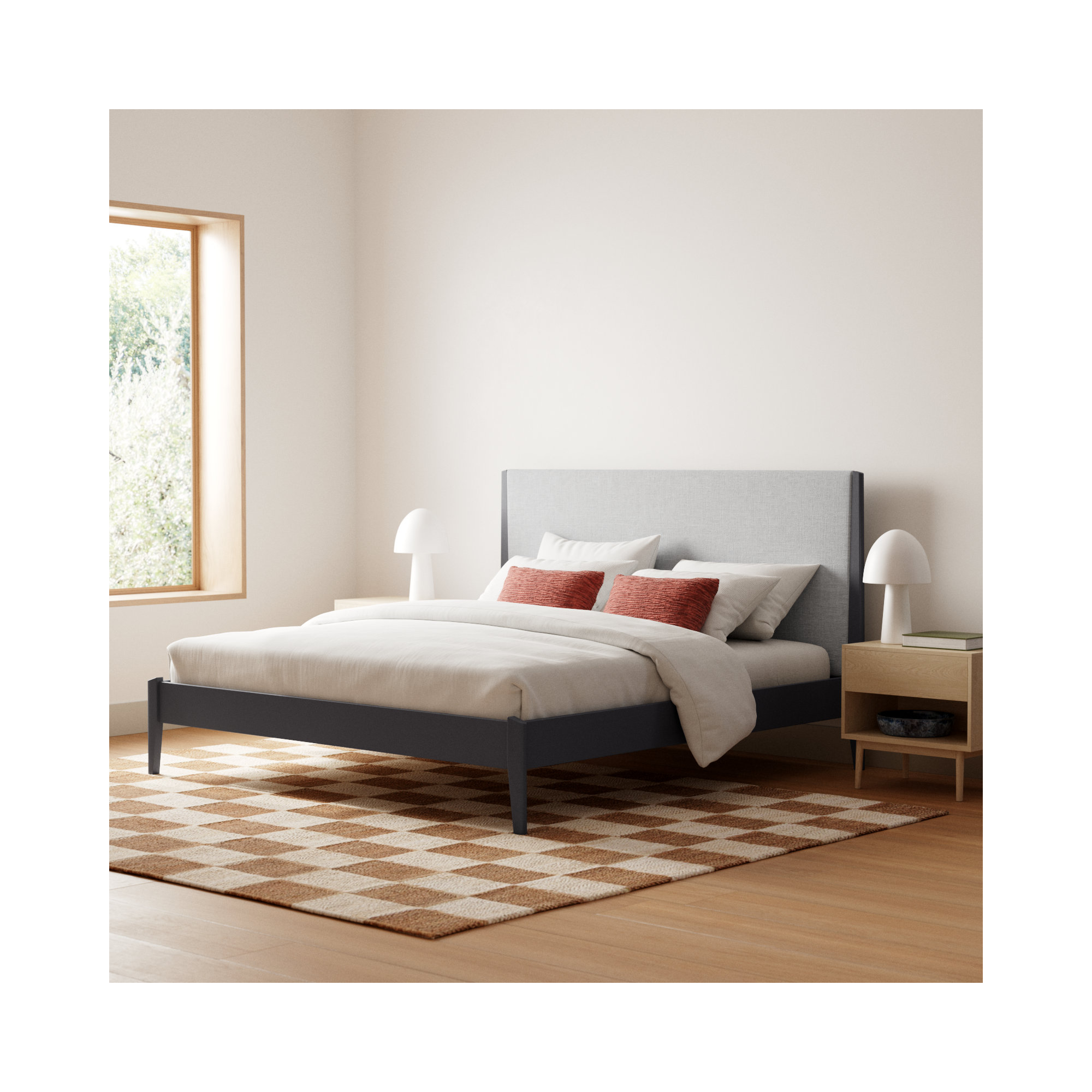 Javi Upholstered Bed, King, Black