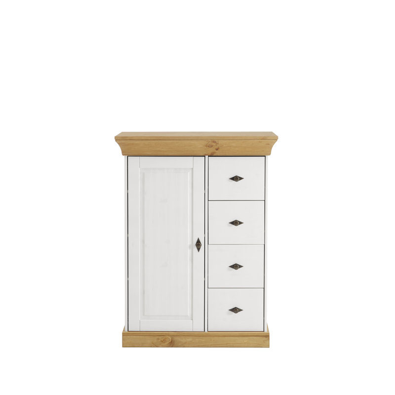 Kelly 88cm Sideboard, White/Leach-coloured, 117cm H x 88cm W x 44.9cm D