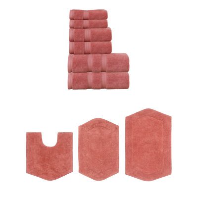 Bryd Collection 100% Soft Cotton 6 Pc Towel Set & 3 Pc Bath Rug Set, (Set of 9)