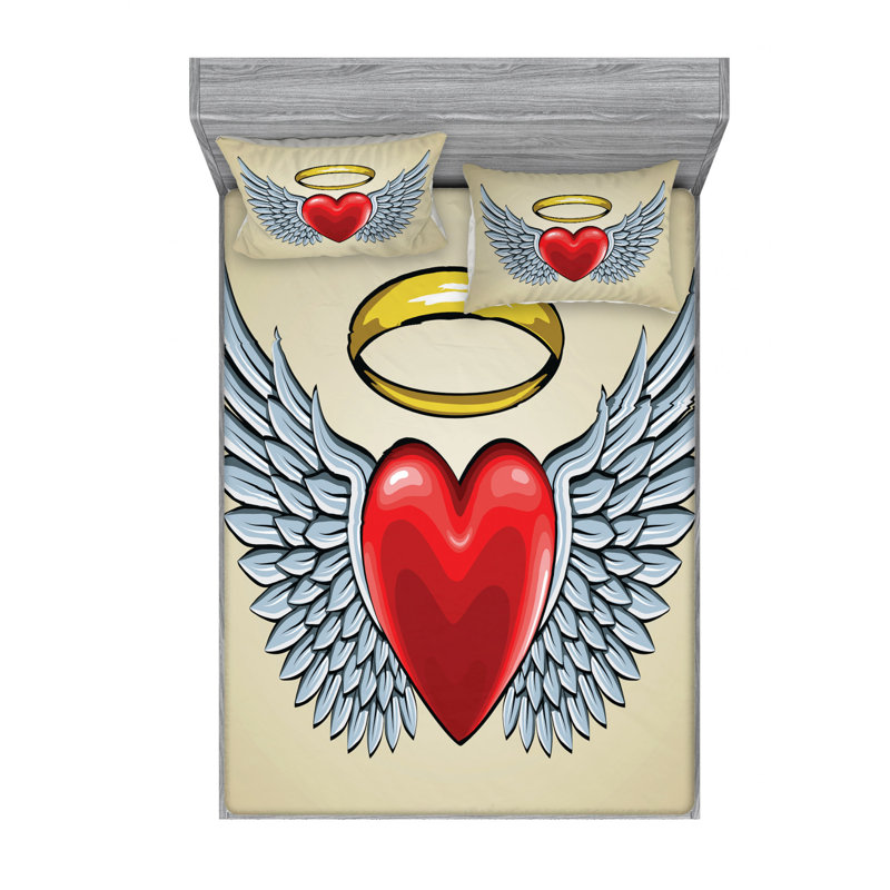 Ensemble de draps Angel Wings, Ensemble de draps pour lit double avec un drap-hou