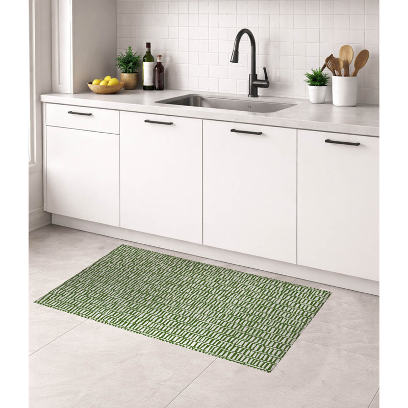 Tapis de cuisine Heritage Haven, Vert olive, Rectangle 5 pi x 7 pi
