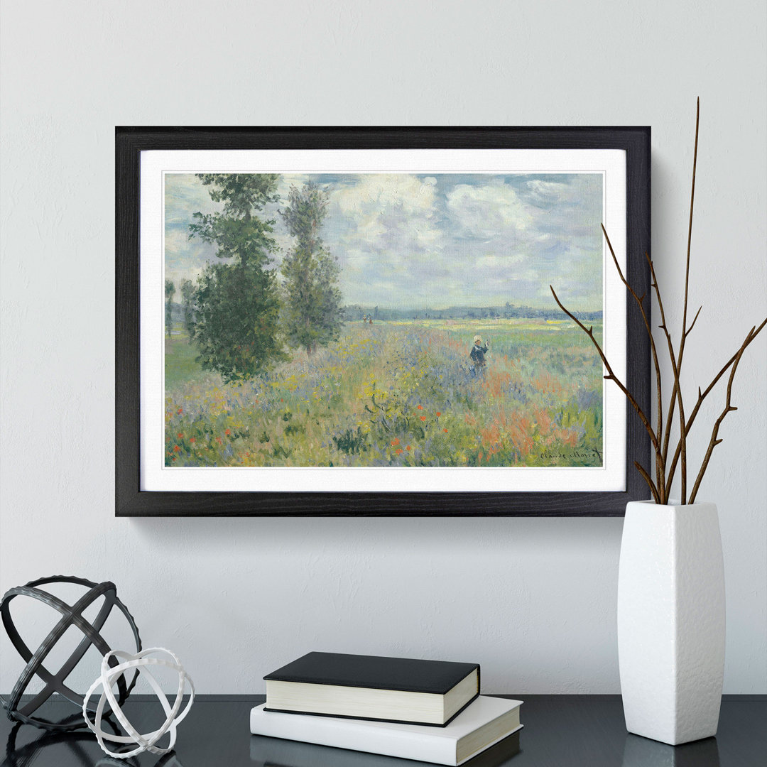 Poppy Fields Near Argenteuil by Claude Monet - Framed Print