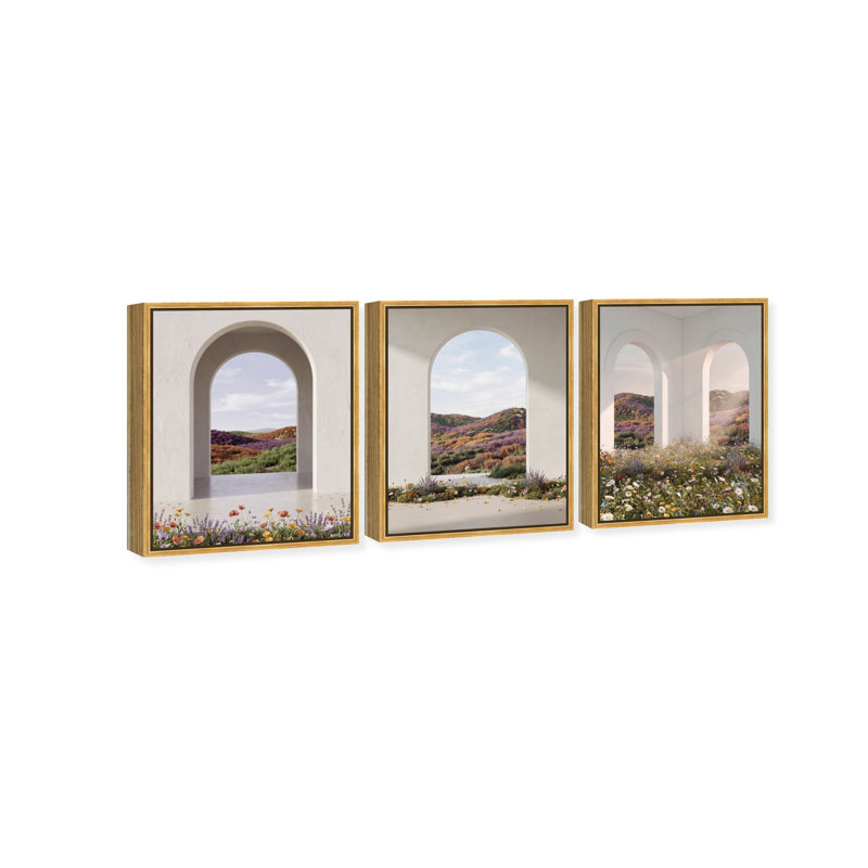 Paradise Arches Set Architecture Canvas Print by Oliver Gal, Black Frame, 16 x 20, 31"H x 37"W, Gold Floater Frame
