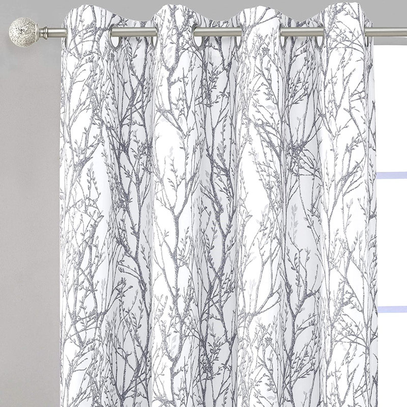 Rideau en polyester Ciena, Gris / blanc, L 50 po x L 84 po