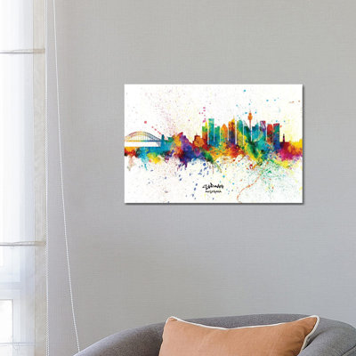 Sydney Australia Skyline Splash by Michael Tompsett - Wrapped Canvas Print