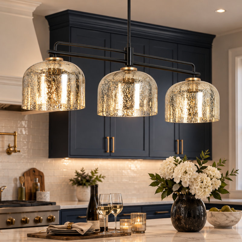 Luminaire suspendu linéaire à 3 lumières à intensité variable pour îlot de cuisine 43,3 po Allenstown, Mercure