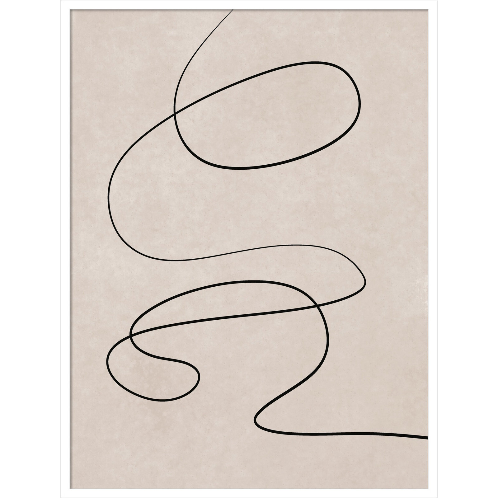 Black Line and Textured Beige Print, 41" H x 31" W, White