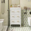 Ensemble de meuble-lavabo avec lavabo en céramique, meuble-lavabo simple autoportant avec 3 tiroirs et armoire de rangement en bois massif-1712318584
