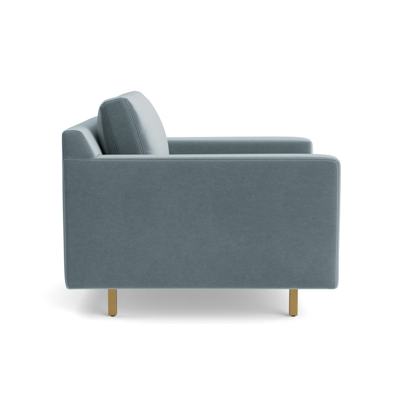 Hunter Chair No Welt, Performance Velvet - Harbor, Brushed Brass