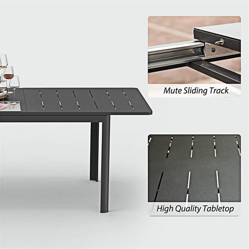 Large Extendable Patio Dining Table, Dark Brown