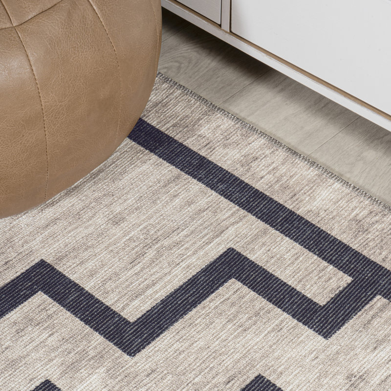 Tapis ivoire / gris foncé Edmonia, Rectangle 2 pi 11 po x 5 pi