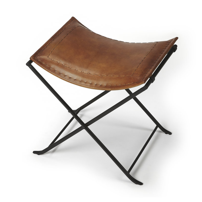 Leather Utility Stool, Brown Genuine Leather