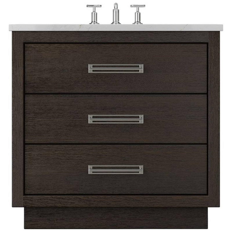 Avalon Three-Drawer Single Bath Vanity, Rich Brown, Polished Chrome, 48"