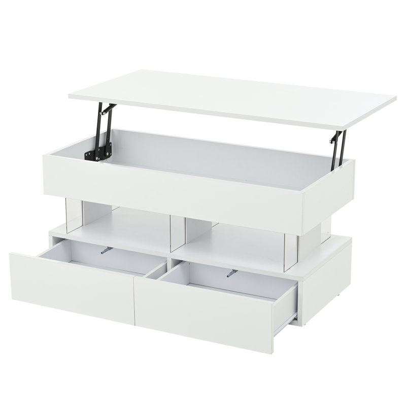 Table basse réglable en hauteur Arvida avec éclairage DEL et rangement