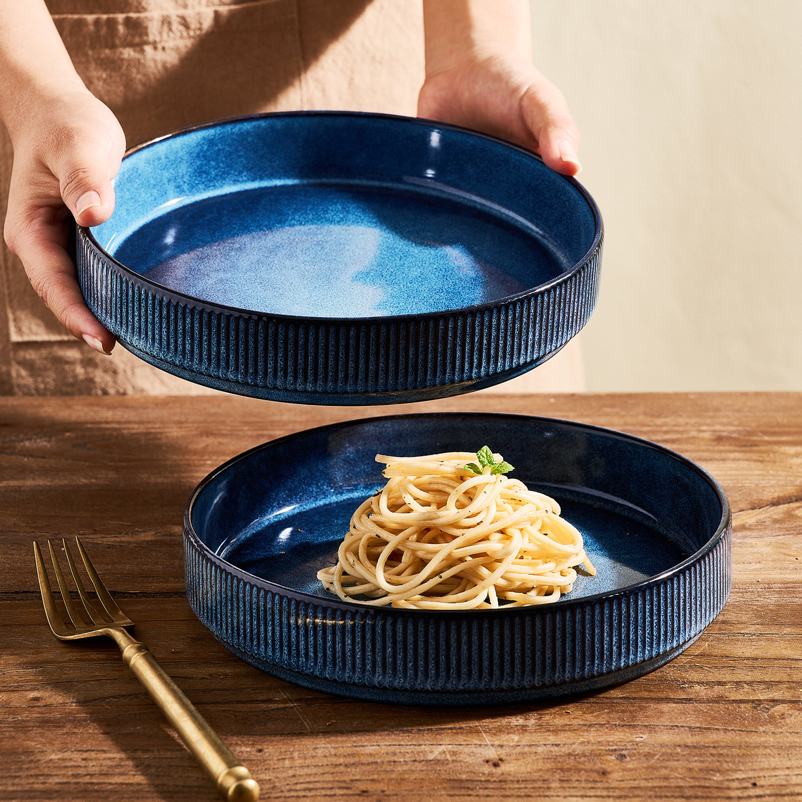 Stoneware Pasta Bowl, Nebulas Blue