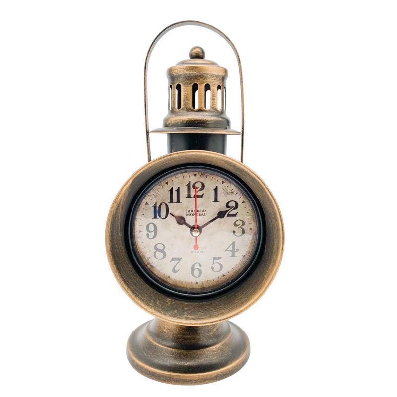 Stylish & Modern Coach Light Table Clock – Bronze Quartz Clock with Crystal Accents for Home, Office, or Desk Décor