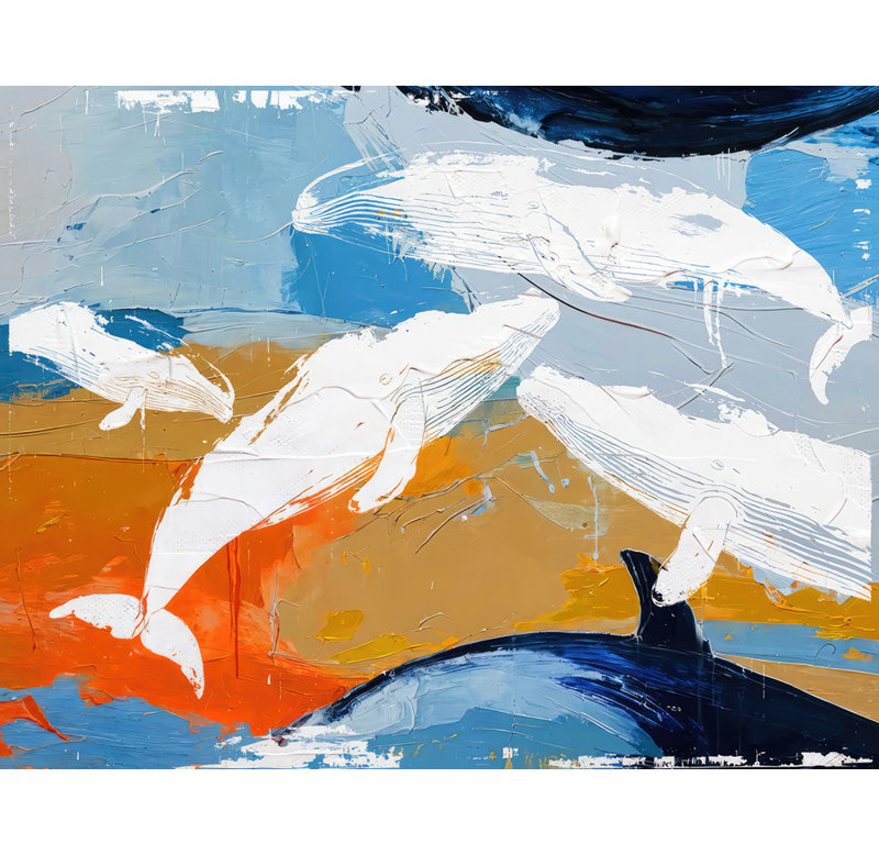 Whales-10, estampe numérique sur toile tendue avec châssis, H 15 po x l 18 po
