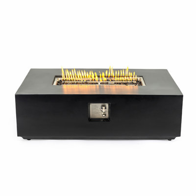 Modern Fiber Concrete Propane Gas Fire Pit Table With 50,000 BTU Heat Output And Weather-Resistant Design For Year-Round Outdoor Use