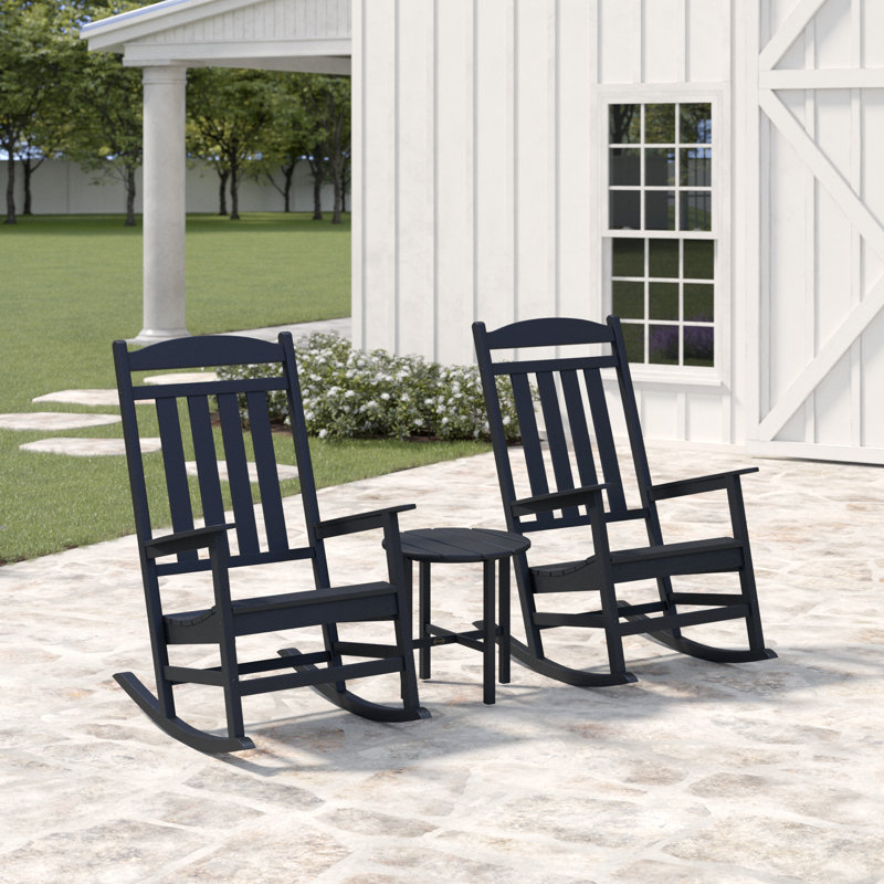 POLYWOOD Presidential 3-Piece Rocker Set, Black