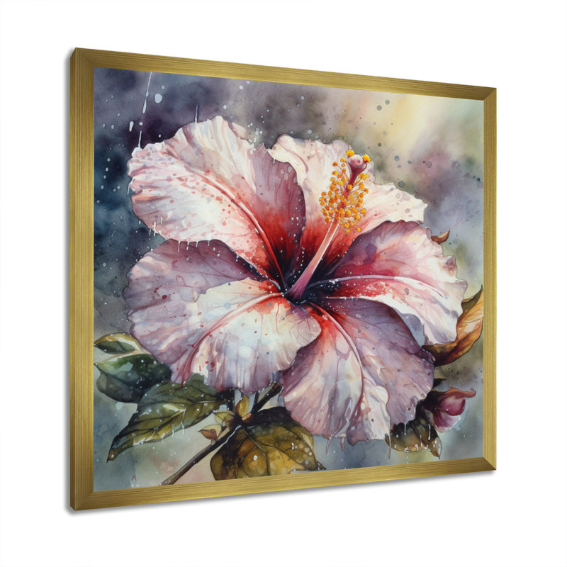 «Rudeen Petals of Hibiscus» sur impression sur toile, H 16 po x l 16 po x P 1 po, Encadrement doré