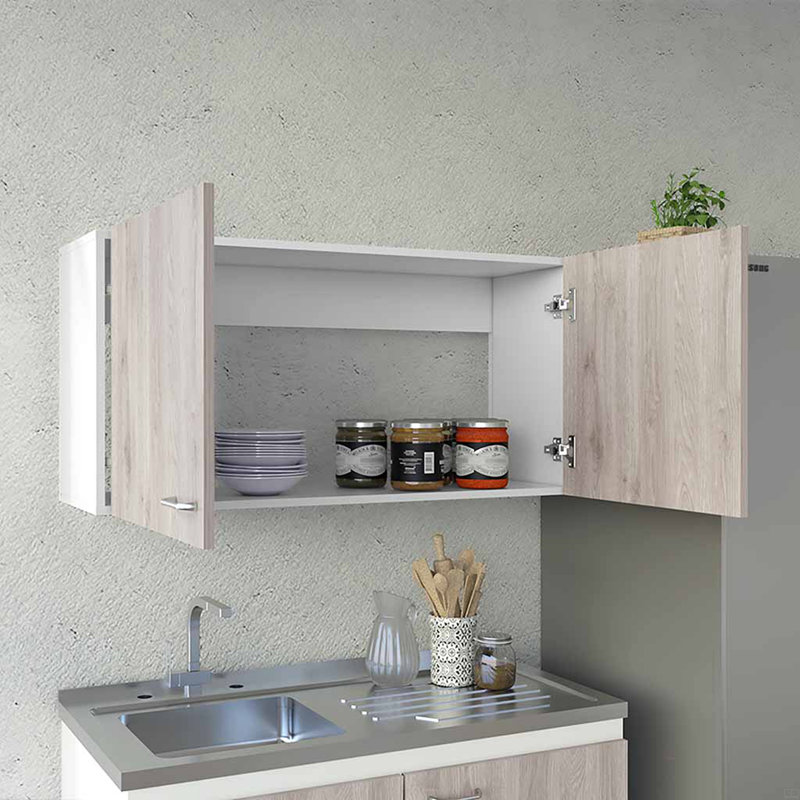 Armoire murale, deux tablettes, porte double, Blanc