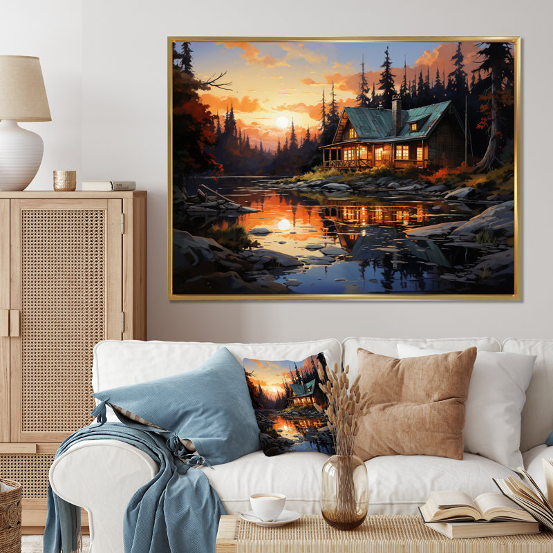 Canada Lakehouse Retreat IV - Imprimé, H 34 po x l 44 po x P 1,5 po, Cadre flottant doré