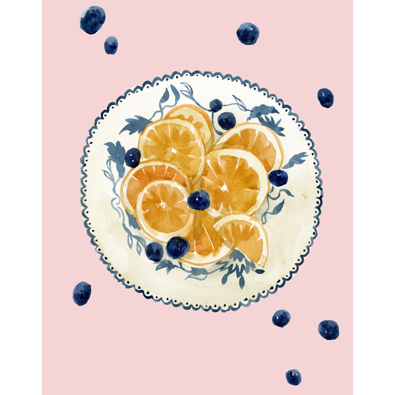 " Plate Of Oranges " Painting Print, 12" H x 8" W