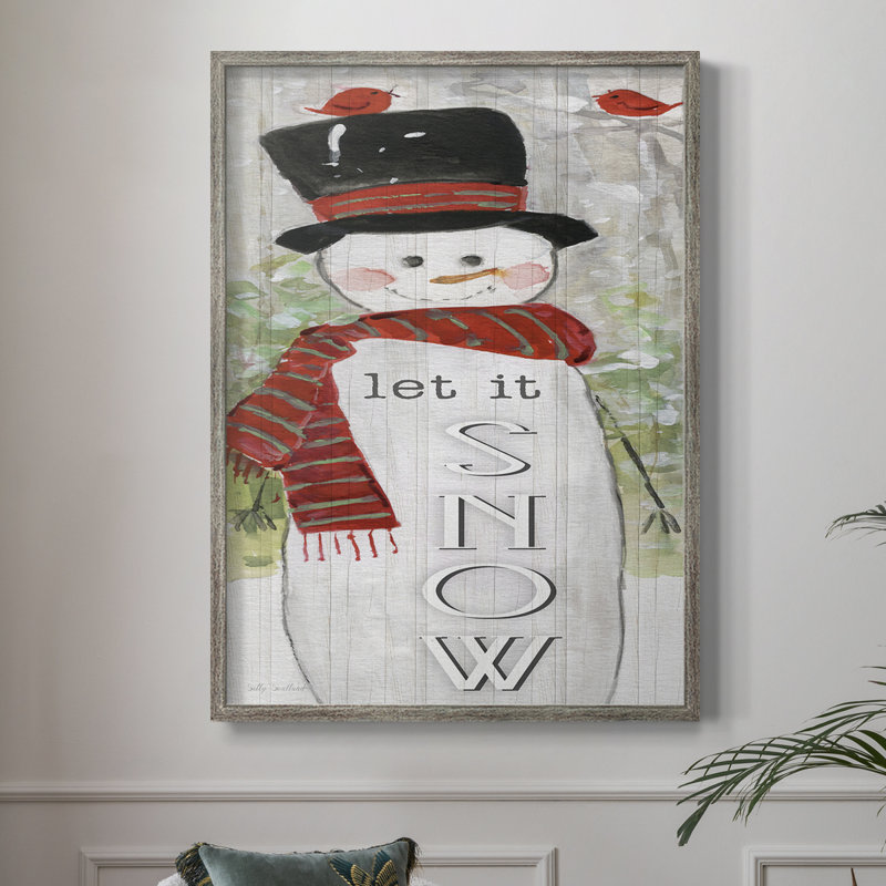 Snowman Let It Snow Framed Print - Solid Wood