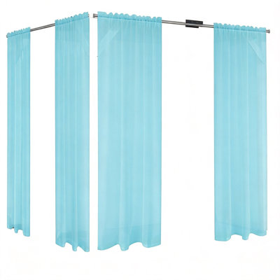 Rideaux transparents d'extérieur pour le patio, rideau intérieur imperméable avec passe-tringle pour le salon, porche, pergola, cabane, pavillon de jardin, 4 panneaux (turquoise)