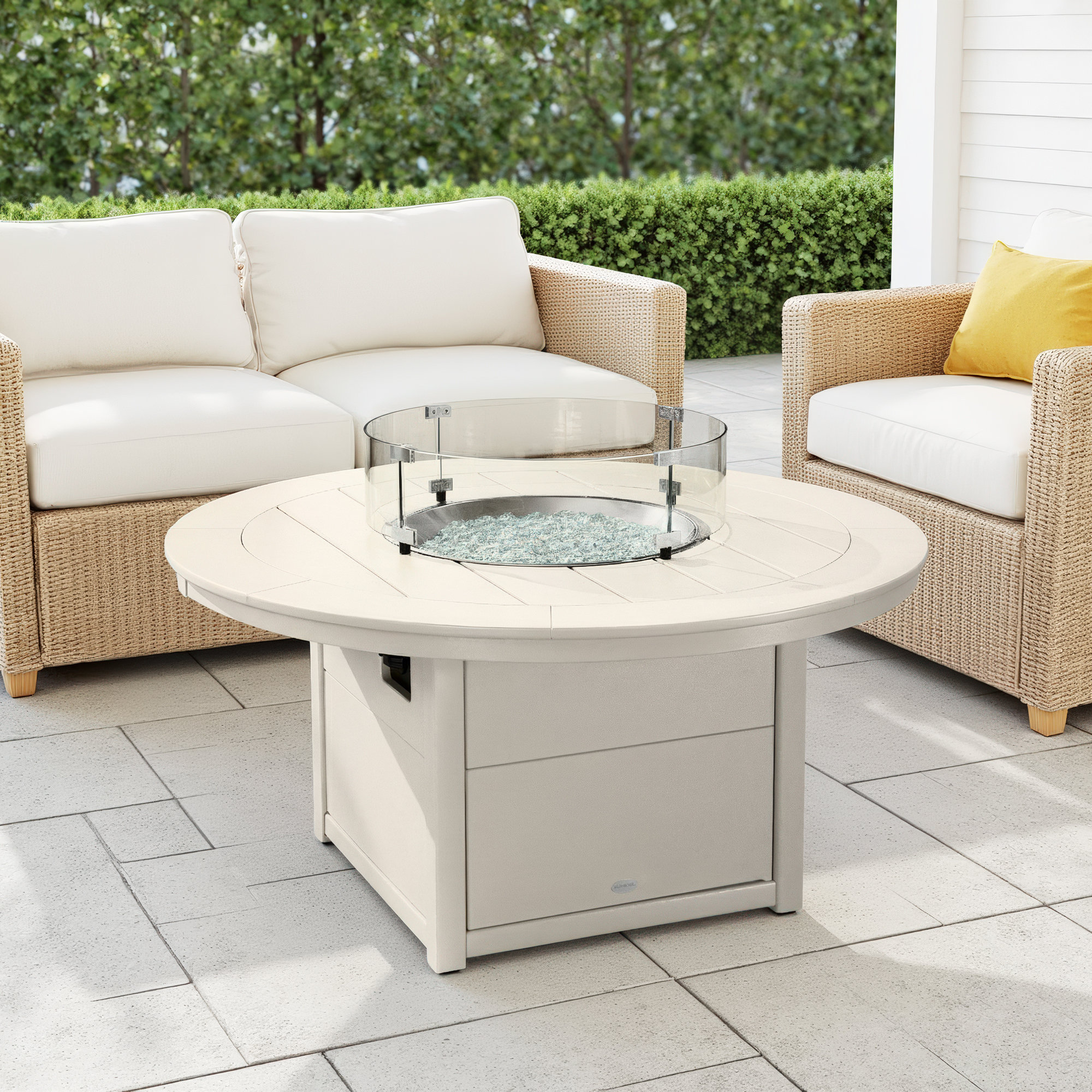 POLYWOOD Round 48" Fire Pit Table, Sand
