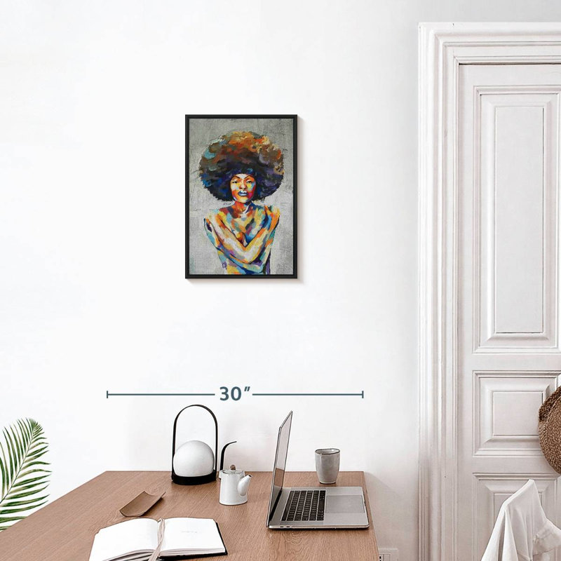 Portrait abstrait, huile, 13 po x 19 po, Cadre flottant noir