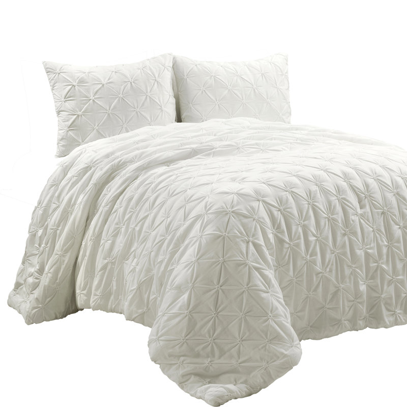 Lush Decor Ravello Pintuck Cotton Comforter Set, Queen Comforter + 2 Shams