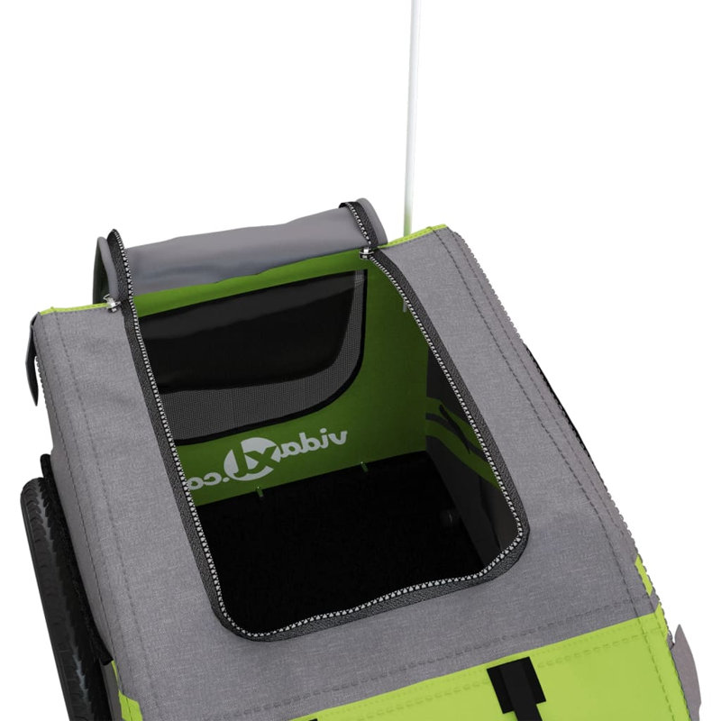 vidaXL Pet Bike Trailer Oxford Fabric and Iron, 53cm H x 124cm W x 53cm D, Green/Grey