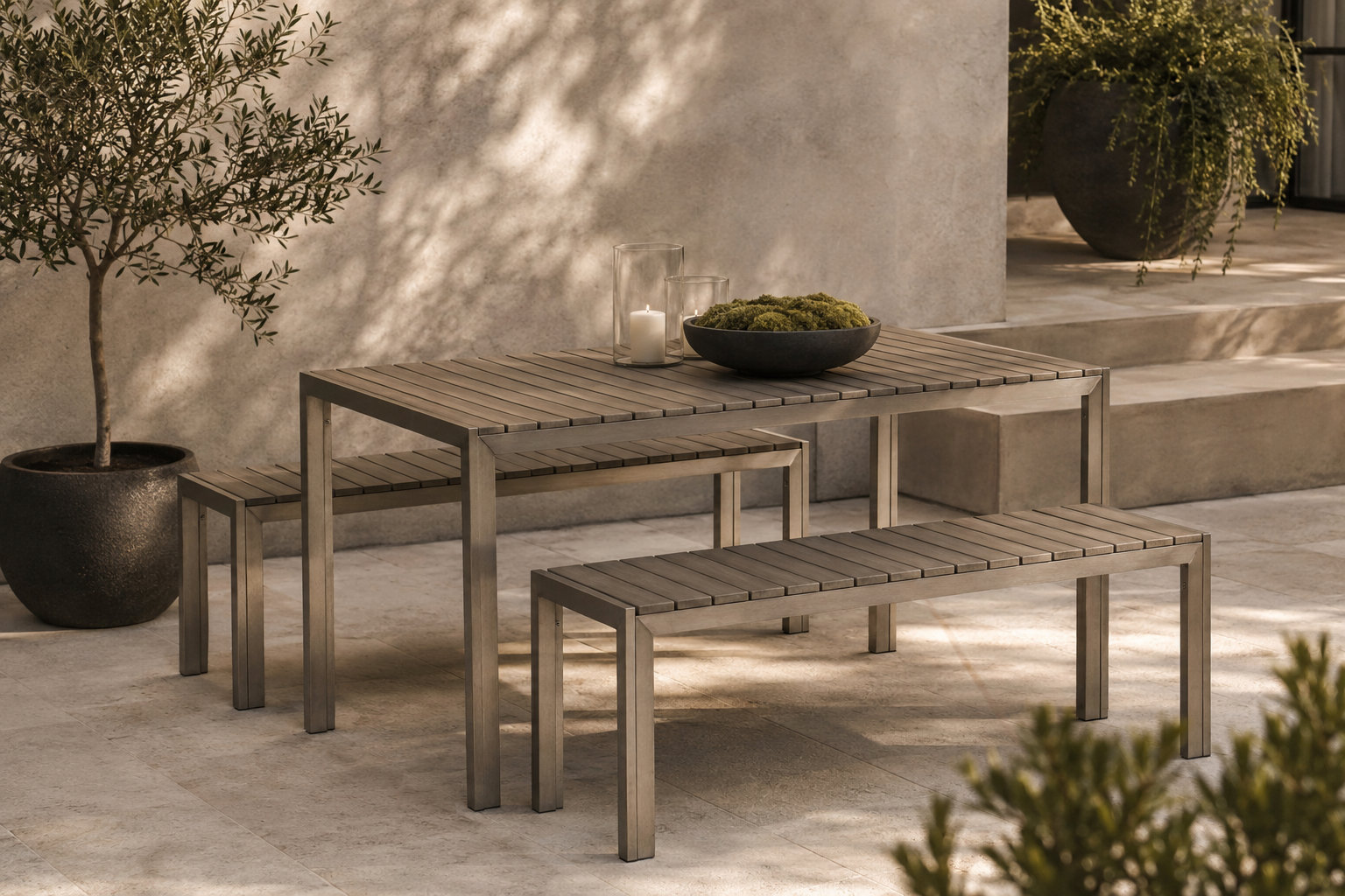 Joel 59" Patio Dining Set, Gray