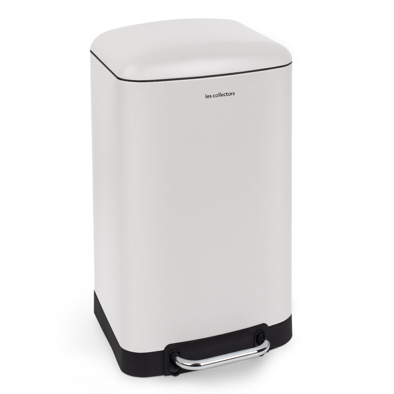 20 Litre Step On Trash Can, White, 61.5cm H x 34cm W x 32.5cm D