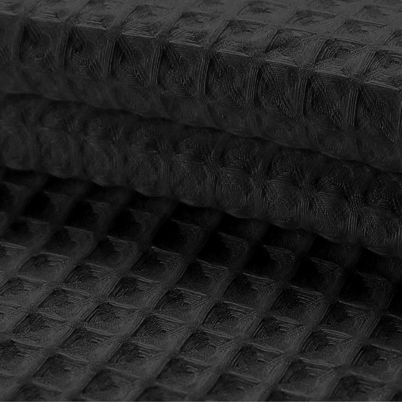 Cotton Blend Waffle Shower Curtain with Liner Included, Black, 86" H x 71" W