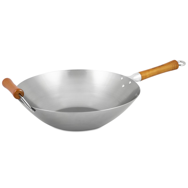 Ken Hom 14-Inch Carbon Steel Wok with Wooden Handle